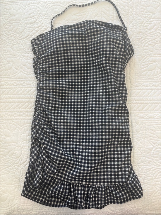 J. Crew Other - J. Crew Navy Blue & White Gingham Strapless Swim Dress Size 16